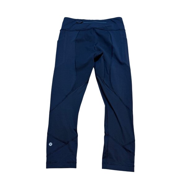 Lululemon Womens Black‎ High-Rise Crop Leggings Size 6 - Picture 2 of 7